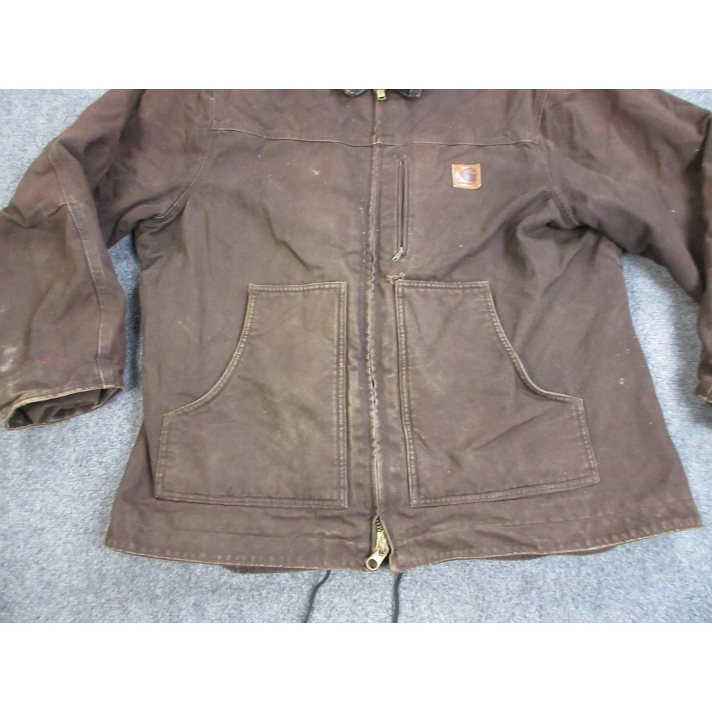 VTG Carhartt Detroit Jacket Mens Large Brown C61 Sherpa Lined Work Chore‎ Coat - Picture 2 of 16